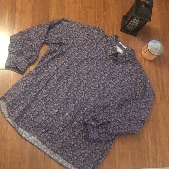 Button Down Paul Fredrick Shirt 17.5 Neck Paisley - Picture 5 of 5